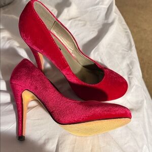 Michael Antonio Red Velvet Stiletto Pumps